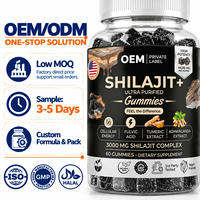 Gummies de Complexe d'Acide Fulvique et de Shilajit à Marque Blanche OEM, 60 Unités, Complément Alimentaire pour Adultes, Vente en Gros en Carton