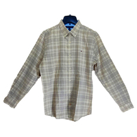 Kemeja Kasual Pria Terbaru Trendi Motif Kotak-kotak Kerah V-neck Lengan Panjang Bahan Bernapas Ramah Lingkungan Anti Kusut Cepat Kering