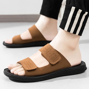 Leopard Comfort Anti-<b>Slip</b> <b>Slides</b> Open Toe EVA Outsole Soft Sole Summer Fashion Men's Sandals <b>Slip</b> Solid Color Textile Lining - Product Image 4