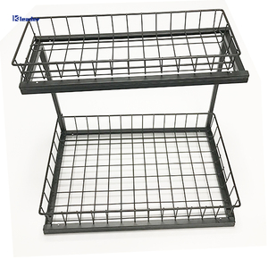 Moderno estante de almacenamiento de cocina de baño de acero al carbono de 2 niveles, cajón de fregadero deslizante, unidades organizadoras para uso doméstico, soportes de almacenamiento, estantes - Product Image 3