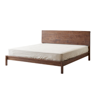 Lit double de mariage en bois massif de noyer noir, style nordique japonais Wabi Sabi, moderne, minimaliste, écologique et durable, vente en gros