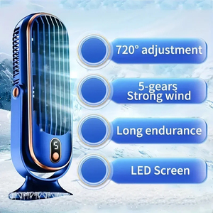 Ventilateur de bureau tour intelligent à affichage LED USB, 5 vitesses réglables, puissant refroidissement par vent fort, idéal pour la maison et le bureau – Nouveauté - Product Image 2