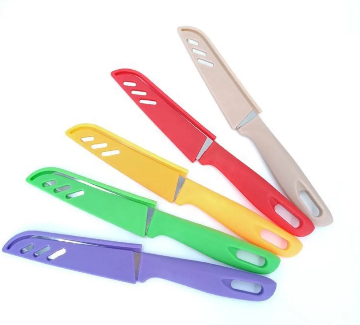 Hot Sale Kitchen Cutting Knife Candy Colors Stainless Steel Fruit Knife With Plastic Handle
