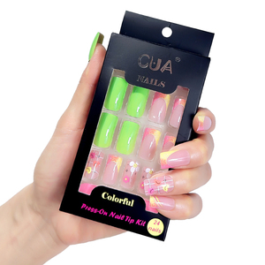 <span class=keywords><strong>Ongles</strong></span> courts carrés à pointe française, motif cœur, <span class=keywords><strong>couleur</strong></span> <span class=keywords><strong>rose</strong></span> - Product Image 6