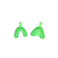 Plateau d'empreinte dentaire jetable jaune pour arcade supérieure, en plastique codé par couleur, pour alginate, vente en gros OEM