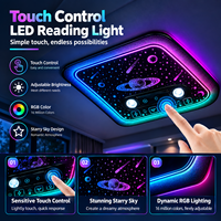 Lampe de lecture intérieure de voiture 12V, lampe d'ambiance, commande tactile par application, éblouissante lumière de plafond de voiture effet ciel étoilé avec éclairage d'ambiance RGB