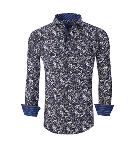 OEM/ODM Camisas Hombre 2023 Popular European and American Men's Business Casual <strong>Peach</strong> Skin Printed Men's <strong>Shirts</strong> - Product Image 3
