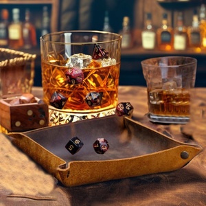 Plateau à dés DND en cuir véritable avec sangle Plateau en cuir RPG Plateau de valet <span class=keywords><strong>Crazy</strong></span> Horse Plateau à dés roulant en cuir - Product Image 1