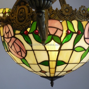 Lustre LED Tiffany style européen en vitrail, 12 têtes, motif fleur de rose, commande tactile, 110V-240V, 2700K blanc chaud, facile à installer - Product Image 5