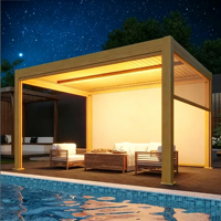 Elektrische Bioklimatische Aluminium-Pergola Wasserdichtes Verstellbares Lamellendach Outdoor-Pavillon für Poolbereich Pulverbeschichtet mit LED