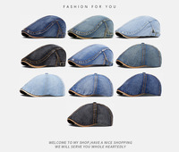 Topi Denim Katun Kasual Pantai Musim Panas Unisex Model Ivy Klasik untuk Pria Wanita