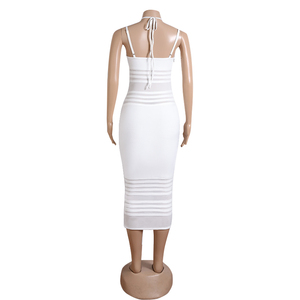 Abito Midi aderente con scollo al capestro bianco <span class=keywords><strong>per</strong></span> le donne Sexy da sera <span class=keywords><strong>per</strong></span> la <span class=keywords><strong>festa</strong></span> <span class=keywords><strong>di</strong></span> <span class=keywords><strong>matrimonio</strong></span> e <span class=keywords><strong>per</strong></span> la cena <span class=keywords><strong>di</strong></span> compleanno da ufficio - Product Image 6
