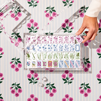 Ensemble de Mahjong Artistique de Luxe en Acrylique avec Motifs Floraux Dessinés à la Main, Papillons et Stylos, Idéal pour les Fêtes