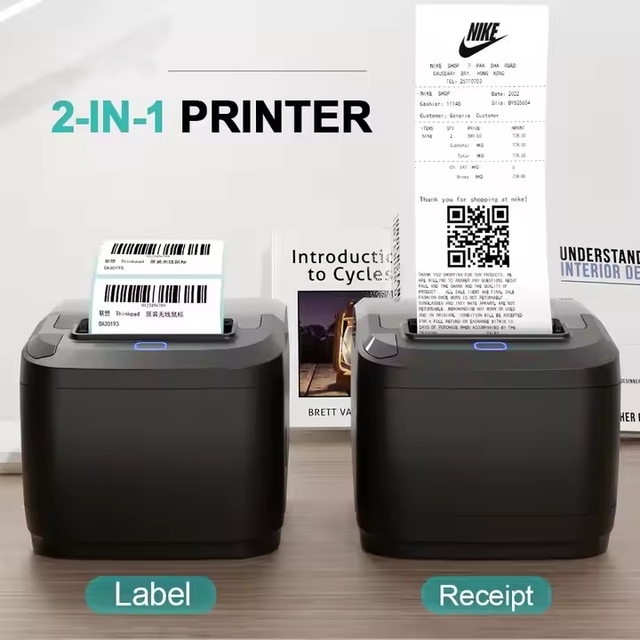 Best Price 80mm 3 Inch 2-in-1 Thermal Receipt and Label Printer Inkless Sticker Printer Stocked