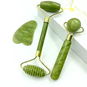 Natural Jade Facial Massage Roller Stone Skin Massage Beauty Care Jade Roller And Scrapping Board Box Set