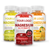 Gummies de glycinate de magnésium à marque privée OEM, saveur cerise, 60 unités, complément alimentaire