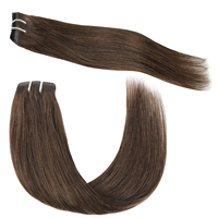 Color Personalizado # Extensiones de Cabello Vietnamita SDD, 4 Tramas de Cabello Castaño Tejidas a Mano para Rizos, en Paquetes de Cortina