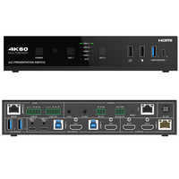 Conmutador de Presentación 4x2 HDMI/USB-C 4K60 sin Interrupciones con HDBaseT 3.0, Salida de 70 m