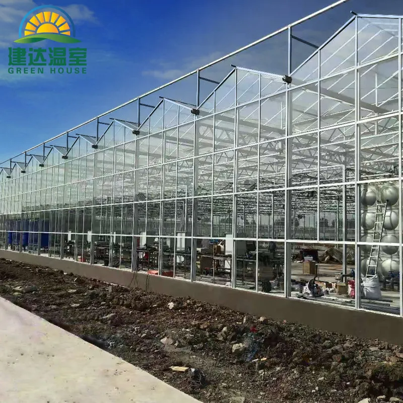 फ्रेम के साथ कृषि ग्लास हाउस ग्लास के लिए गर्म स्नान जस्ती स्टील ग्रीनहाउस ककड़ी टमाटर ग्रीन कम लागत मूल्य के साथ बड़े
