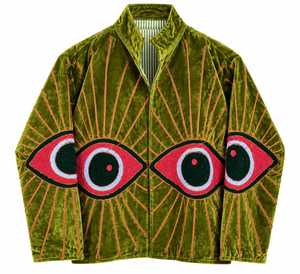Premium Indian Handmade Suzani Solid Olive Green Velvet <b>Embroidered</b> Bomber <b>Jacket</b> <b>Women</b> V-neck Long Sleeve Thick Winter Cotton - Product Image 5