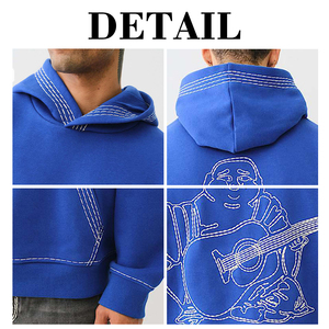 KingSen OEM <b>Men's</b> Winter 100% Cotton Breathable Embroidered Heavyweight Stonewashed Vintage Custom Oversized Hip Hop <b>Pullover</b> - Product Image 6