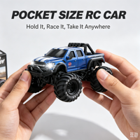 Camion tout-terrain miniature en alliage DWI DOWELLIN 1/64 avec carte, voiture télécommandée 2,4 GHz avec lumières LED pour enfants