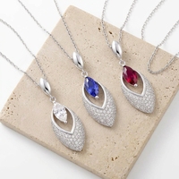 Collier pendentif QX en argent sterling S925 avec moissanite marquise, serti pavé feuille, bijoux fins de mariée pour les acheteurs en gros