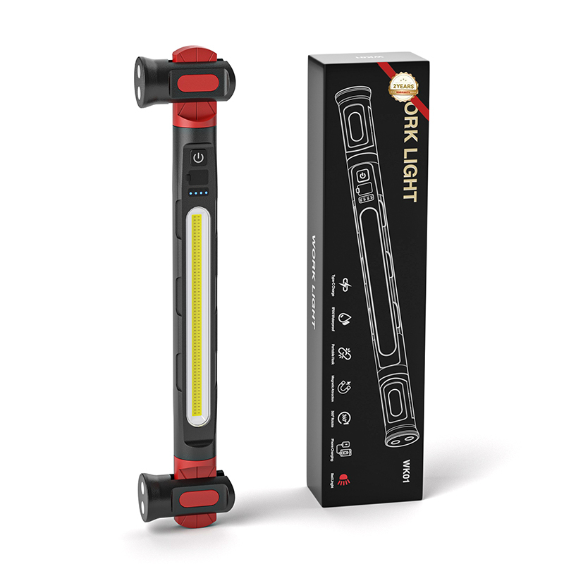 XINSITE Folding Waterproof IP65 Workshop Use Hook Mount Work Light with Dual Head Rechargeable Battery and Multi Light Source