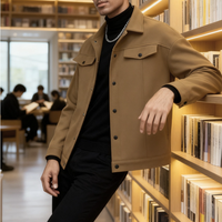Veste décontractée pour homme, style sport et affaires, manteau d'automne et d'hiver, col montant, simple boutonnage, en laine, revers croisés, pour les États-Unis et l'Europe