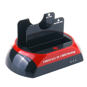 Support de disque dur USB3.0 tout-en-un HDD Docking Base de disque dur double disque 2.5/3.5 pouces hors ligne pour Base multifonctionnelle Hdd - Product Image 5