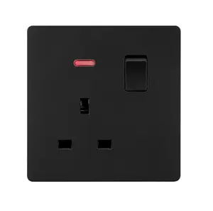 Durable Elegant Black Grey UK universal socket switch