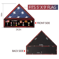 Grande vitrine de drapeau funéraire en bois massif de boîte d'ombre militaire pour l'affichage de drapeau d'ancien combattant américain