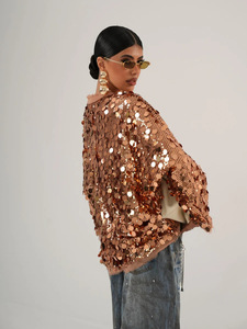 <strong>King</strong> Mcgreen Star Sequins Lace up <strong>Coat</strong> Women Glitter Party Street V-neck Female Jacket Long Sleeve Loose Autumn Holiday Lady Top - Product Image 4