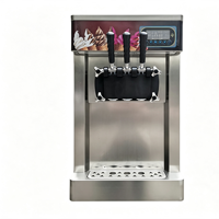 Commerciële aanrechtmodel soft-serve ijsmachine met 3 smaken fruit, snelle koeling, roestvrij staal, GMCC compressor R410a