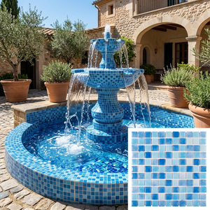 Mosaicos de Vidrio Exóticos en Tono <span class=keywords><strong>Azul</strong></span> <span class=keywords><strong>Caribe</strong></span> para la Construcción de Piscinas Infinitas de Lujo, Antideslizantes - Product Image 1