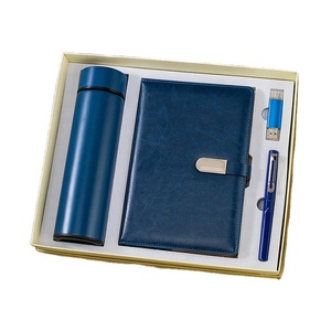 Giáo viên đánh giá cao Quà Tặng A5 màu xanh hải quân da biểu tượng tùy chỉnh máy tính xách tay Nhật Ký với bút và hộp và USB Bộ quà tặng - Product Image 2