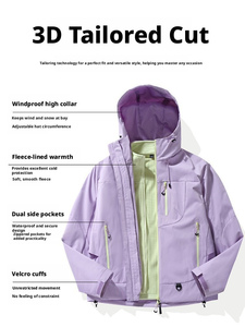 Veste Gore-Tex pour <span class=keywords><strong>femme</strong></span>, vêtements de montagne fonctionnels coupe-vent et imperméables 3-en-1 à capuche pour homme et <span class=keywords><strong>femme</strong></span> - Product Image 3