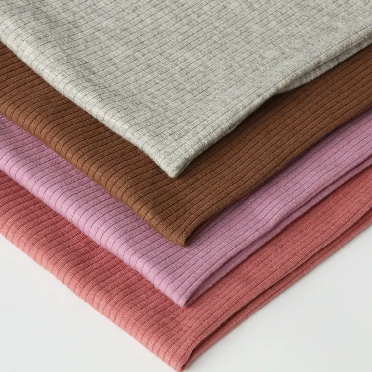 Raw Material 200GSM Rayon Cotton Spandex Knitting Thick 8*3 Viscose Ribbed Fabric For Winter Cardigan