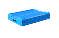 Conteneur rectangulaire empilable pliable en PP bleu opaque recyclable avec conception de boîte solide pour un stockage logistique efficace