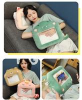 Offre Spéciale d'hiver oreiller en peluche chauffe-mains animal mignon avec fenêtre iphone ipad couvert chaud oreiller en peluche
