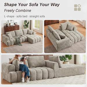 Sofá Seccional en Forma de L, Sofá Modular de 4 Plazas Tapizado en Chenille, Estilo Nube sin Estructura, <span class=keywords><strong>para</strong></span> Sala de Estar - Product Image 5