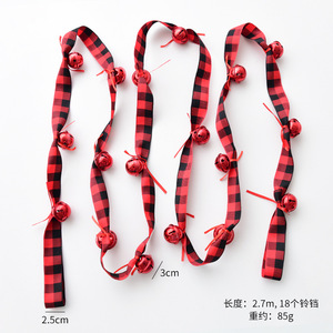 Vintage Red Velvet Garland with 18 Gold Jingle <b>Bells</b> 9ft Christmas Hanging Decoration for Mantel Staircase Decor - Product Image 5