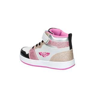 Sneakers Lelli Kelly Bianco Nero per Bambine e Ragazze, Modello High Top con Glitter e Design Rosa - Product Image 3