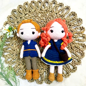 Muñecas de Trapo Tejidas a Crochet, Muñecos de Peluche de Anna y Kristoff de Frozen, Juguetes de Peluche Rellenos de Algodón, Relleno de Algodón PP Bordado, Lindos Regalos para Niños - Product Image 1