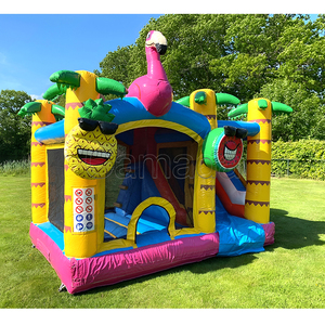 Commercial Inflatable Flamingo Theme <b>Slide</b> Bouncer Combo Bouncy <b>Slide</b> High Quality PVC Material Blower Eco-Friendly UV Protected - Product Image 3