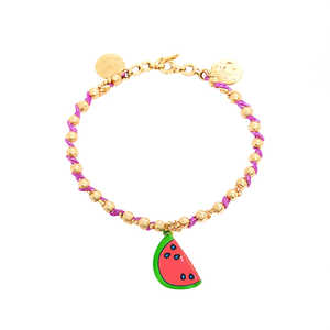 Pulsera de Cuentas con Dije de Sandía, Chapada en Oro, de Acero Inoxidable, Joyería de Moda para Mujer, Accesorio de Verano - Product Image 2