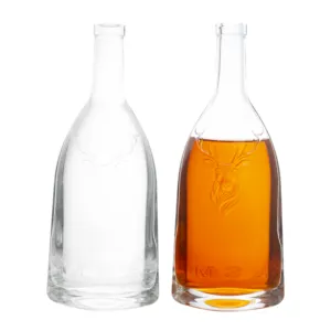 Bonne Qualité Botellasmezcal Super Flint Clair Bouteilles En Verre Vide Botol Whiski Avec Couvercle Pour Liqueur Whisky Vodka Liqueur Alcool