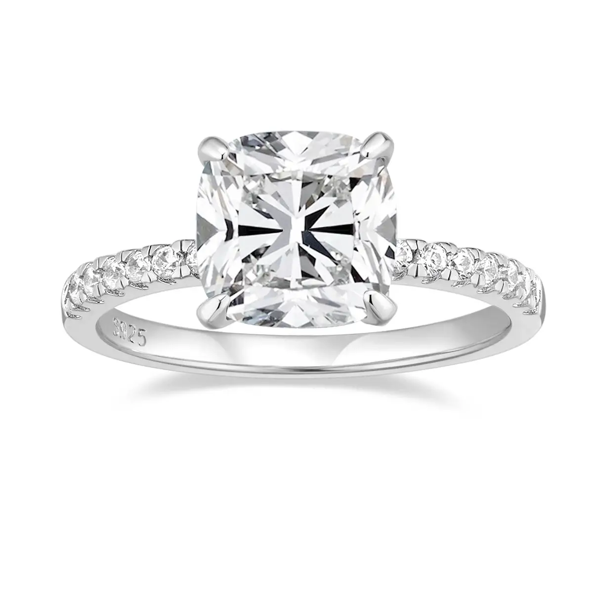 Somen 3.5CT 925 Sterling Silver Engagement Rings Cushion Cut Cubic Zirconia CZ Promise Rings Wedding Bands for Women Size 3-11