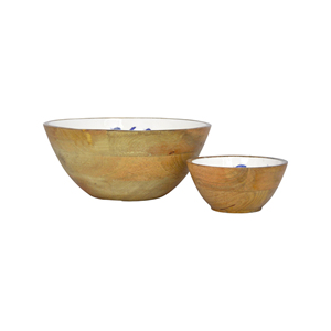 Juego de decoración de mesa de madera recubierta de esmalte 2 cuencos de servicio impresos para verduras, frutas, ensalada, sopa duradera - Product Image 2