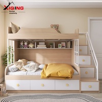 Modernes doppels chichtiges Hoch-Niedrig-Etagen bett mit leiters chrank Weiches Bett für kleine Wohnungen Multifunktional für Kinderzimmer